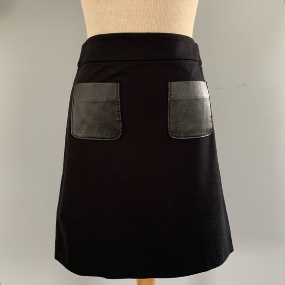 Nordstrom black ponte & faux leather skirt with vegan patch pockets by Halogen - Picture 1 of 14